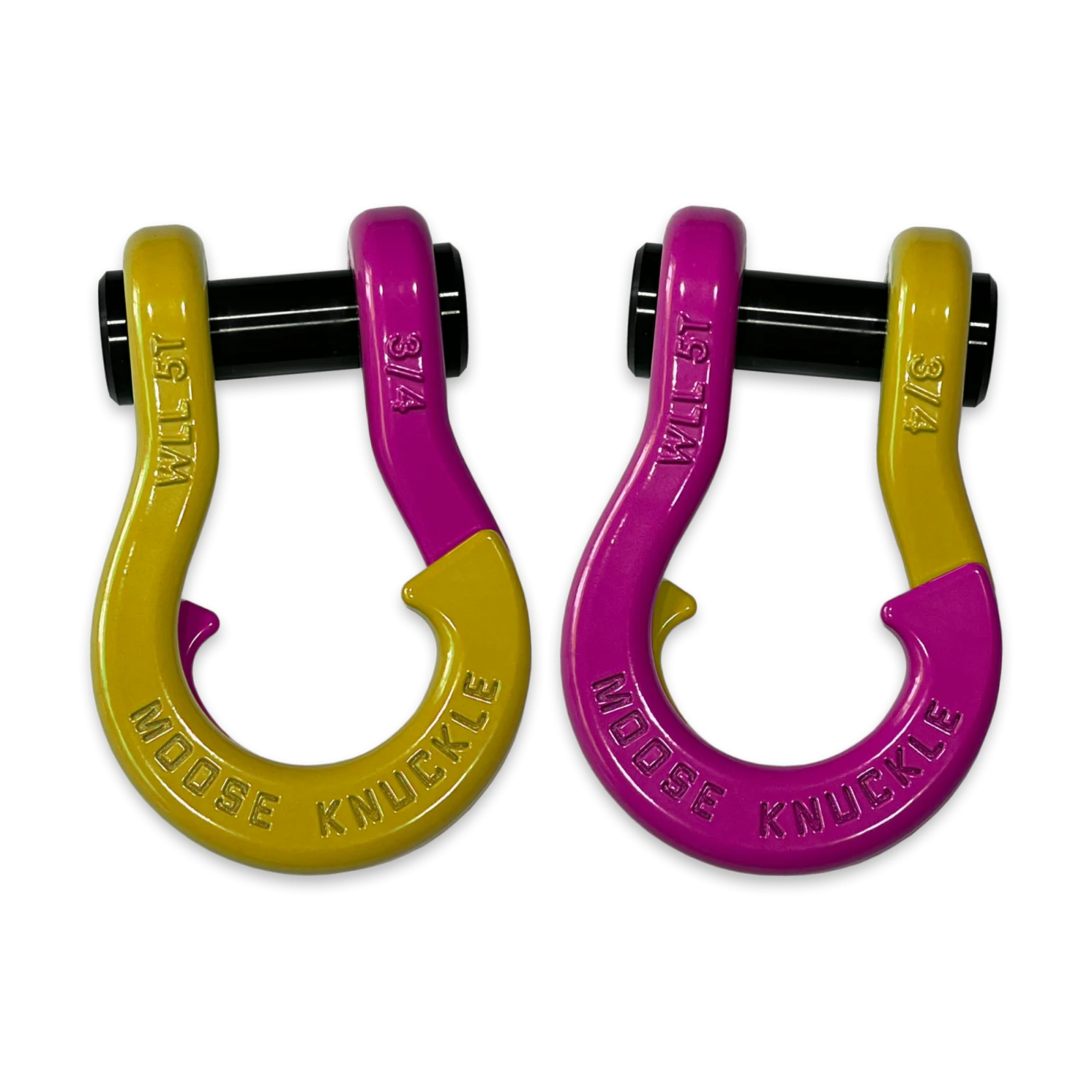 Jowl Recovery Split Shackle 3/4 Detonator Yellow and Pogo Pink Combo Moose Knuckle Offroad - FN000020-204 - Moose Knuckle Offroad