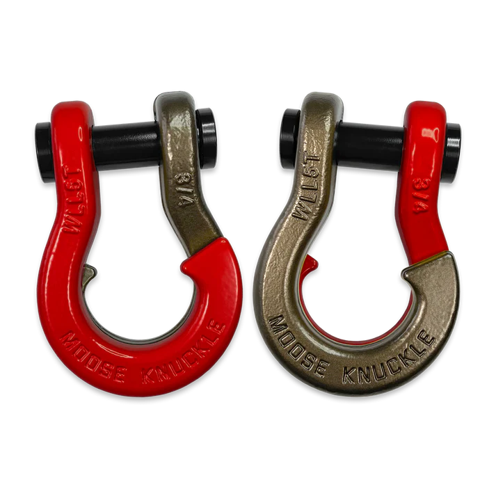 Jowl Recovery Split Shackle 3/4 Flame Red and Buff Bronze Combo Moose Knuckle Offroad - FN000020-235 - Moose Knuckle Offroad