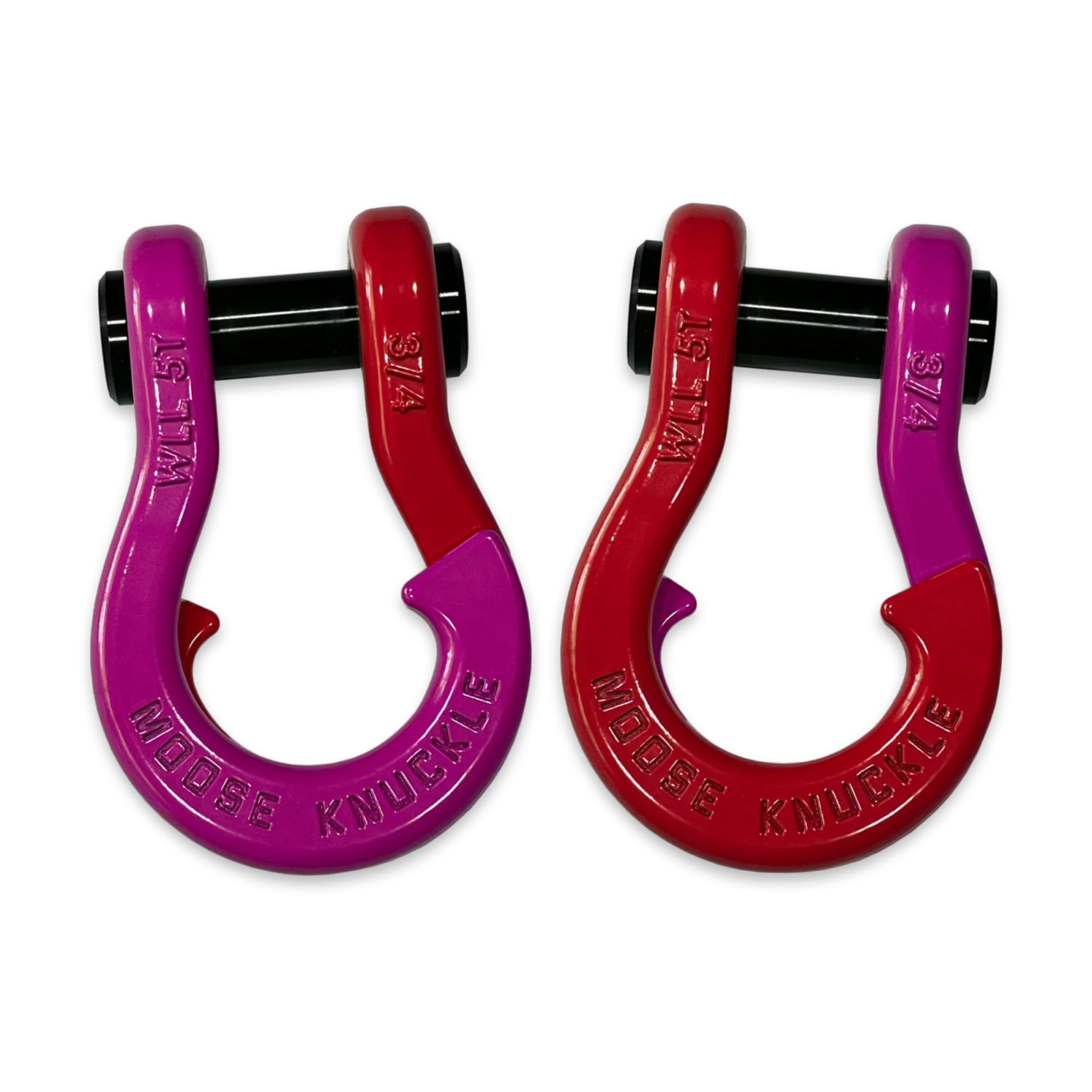 Jowl Recovery Split Shackle 3/4 Pogo Pink and Flame Red Combo Moose Knuckle Offroad - FN000020-193 - Moose Knuckle Offroad