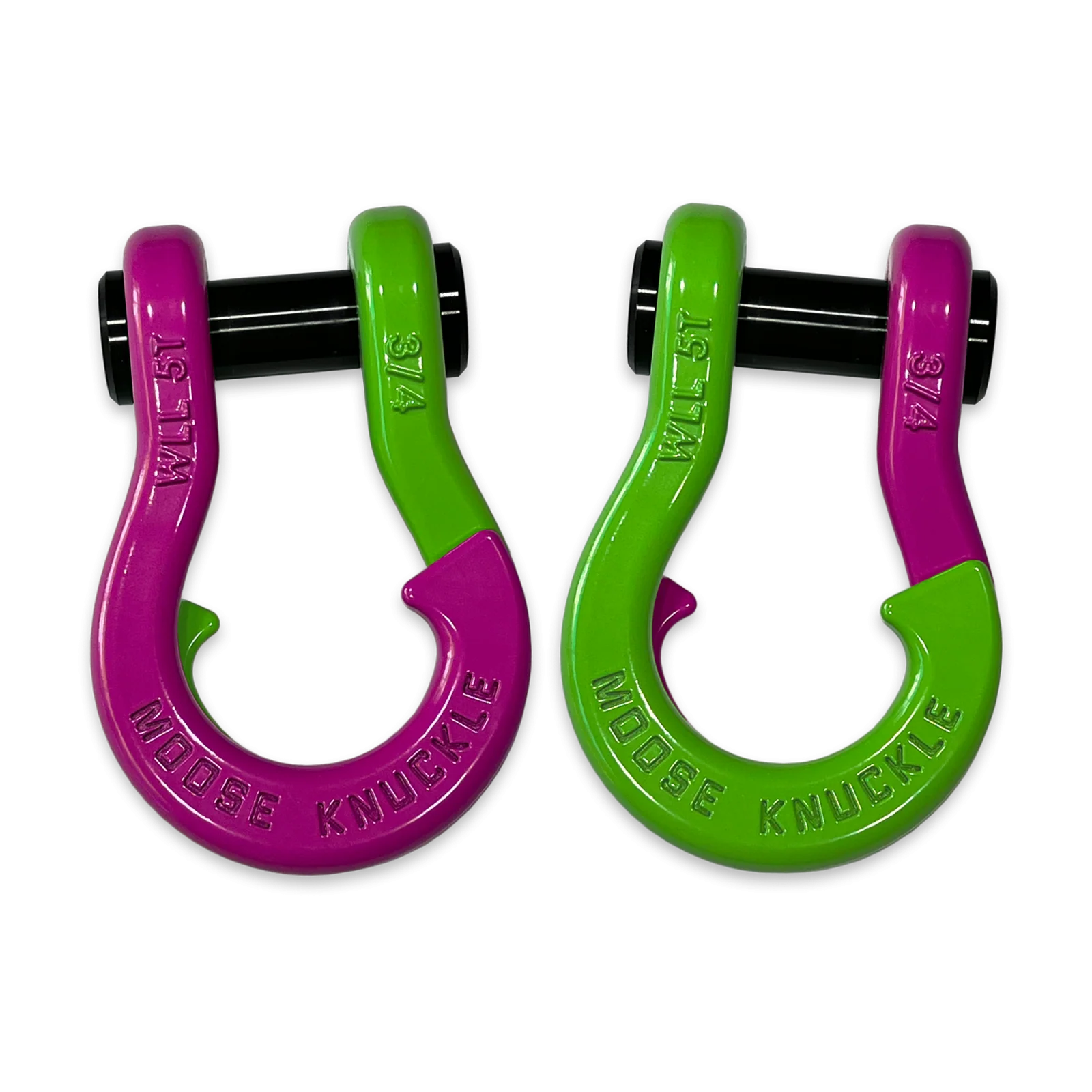 Jowl Recovery Split Shackle 3/4 Pogo Pink and Sublime Green Combo Moose Knuckle Offroad - FN000020-190 - Moose Knuckle Offroad