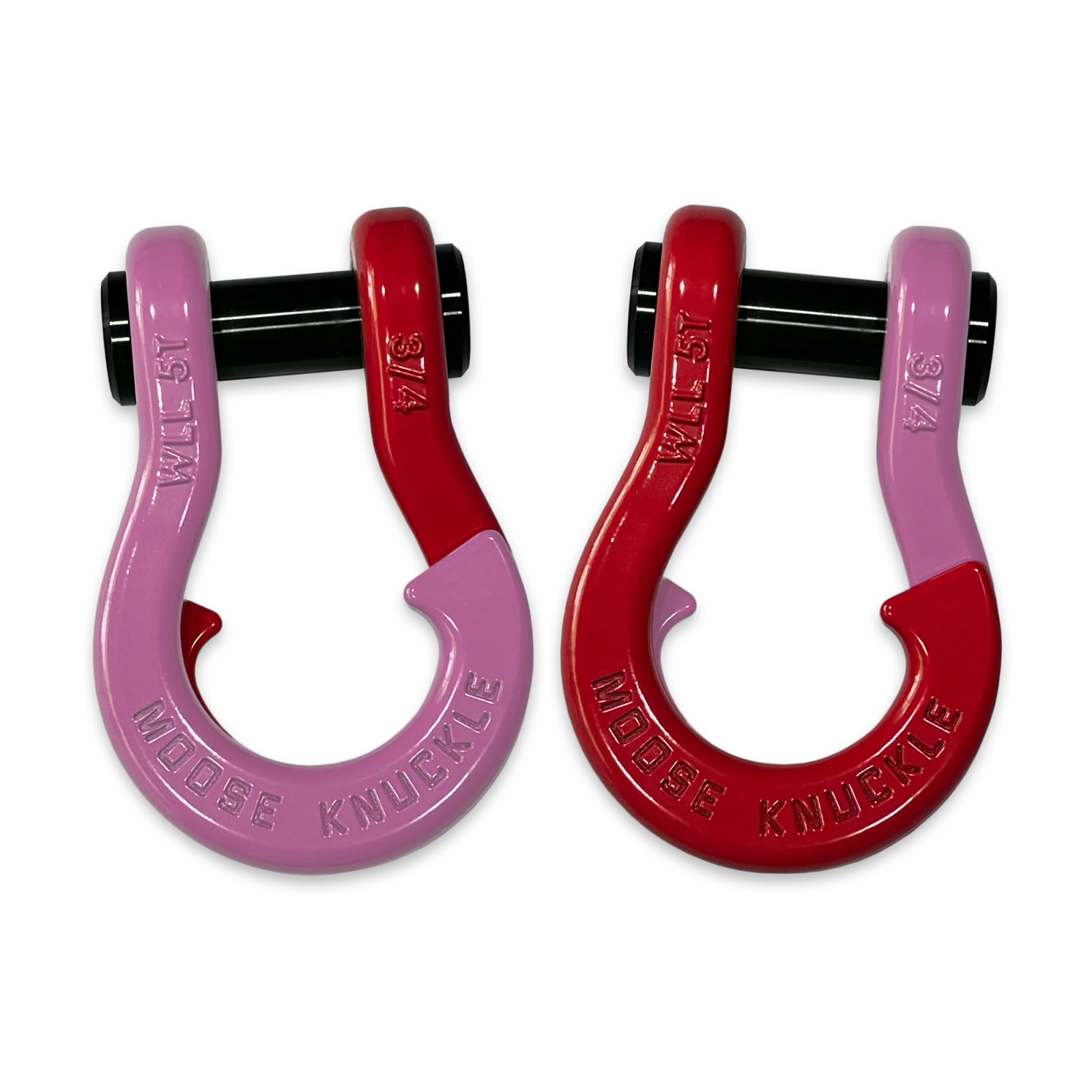 Jowl Recovery Split Shackle 3/4 Pretty Pink and Flame Red Combo Moose Knuckle Offroad - FN000020-140 - Moose Knuckle Offroad