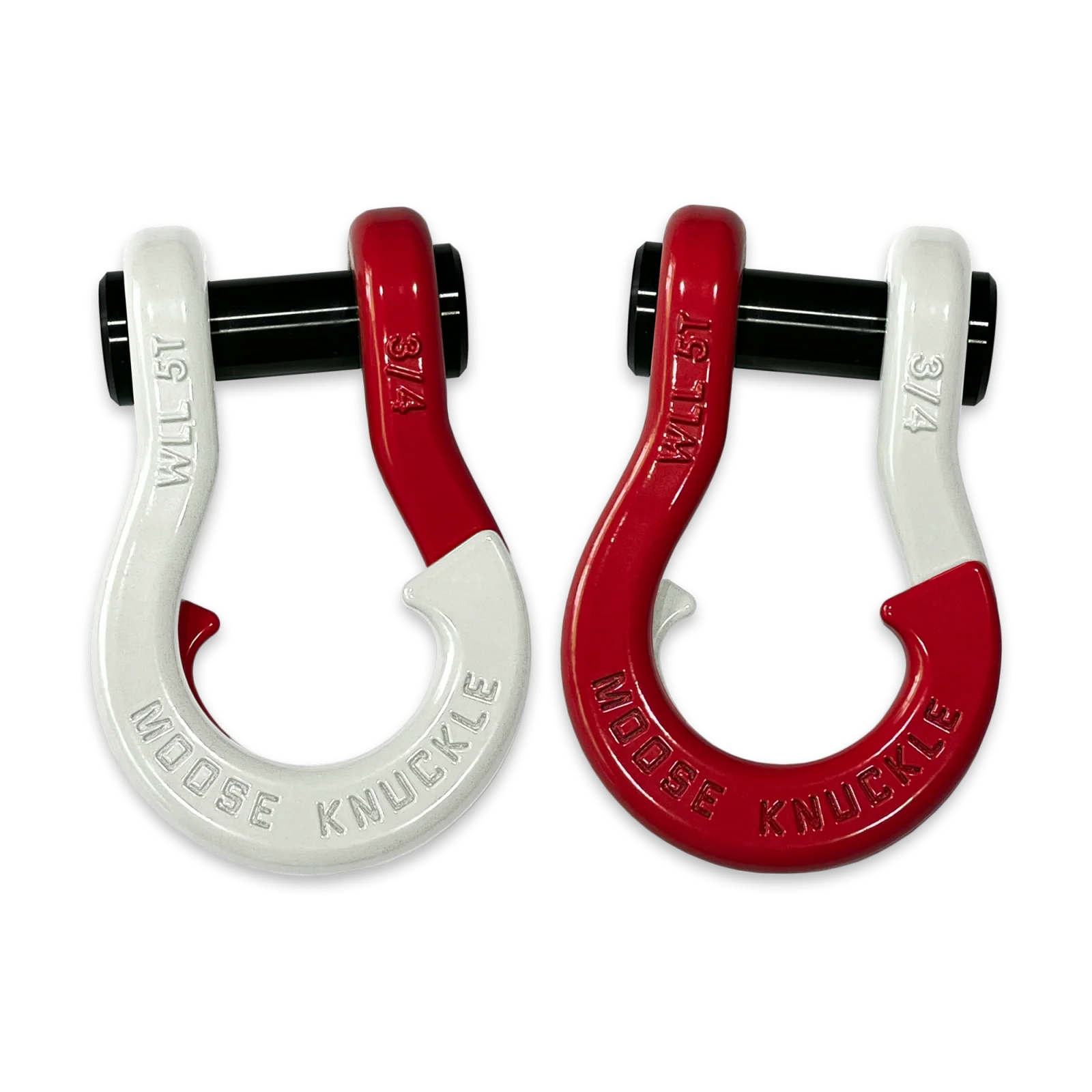 Jowl Recovery Split Shackle 3/4 Pure White and Flame Red Combo Moose Knuckle Offroad - FN000020-048 - Moose Knuckle Offroad