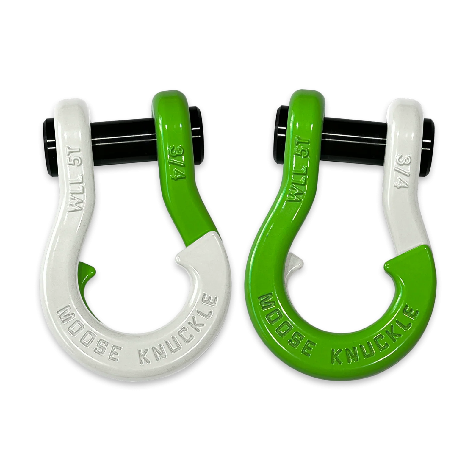 Jowl Recovery Split Shackle 3/4 Pure White and Sublime Green Combo Moose Knuckle Offroad - FN000020-045 - Moose Knuckle Offroad