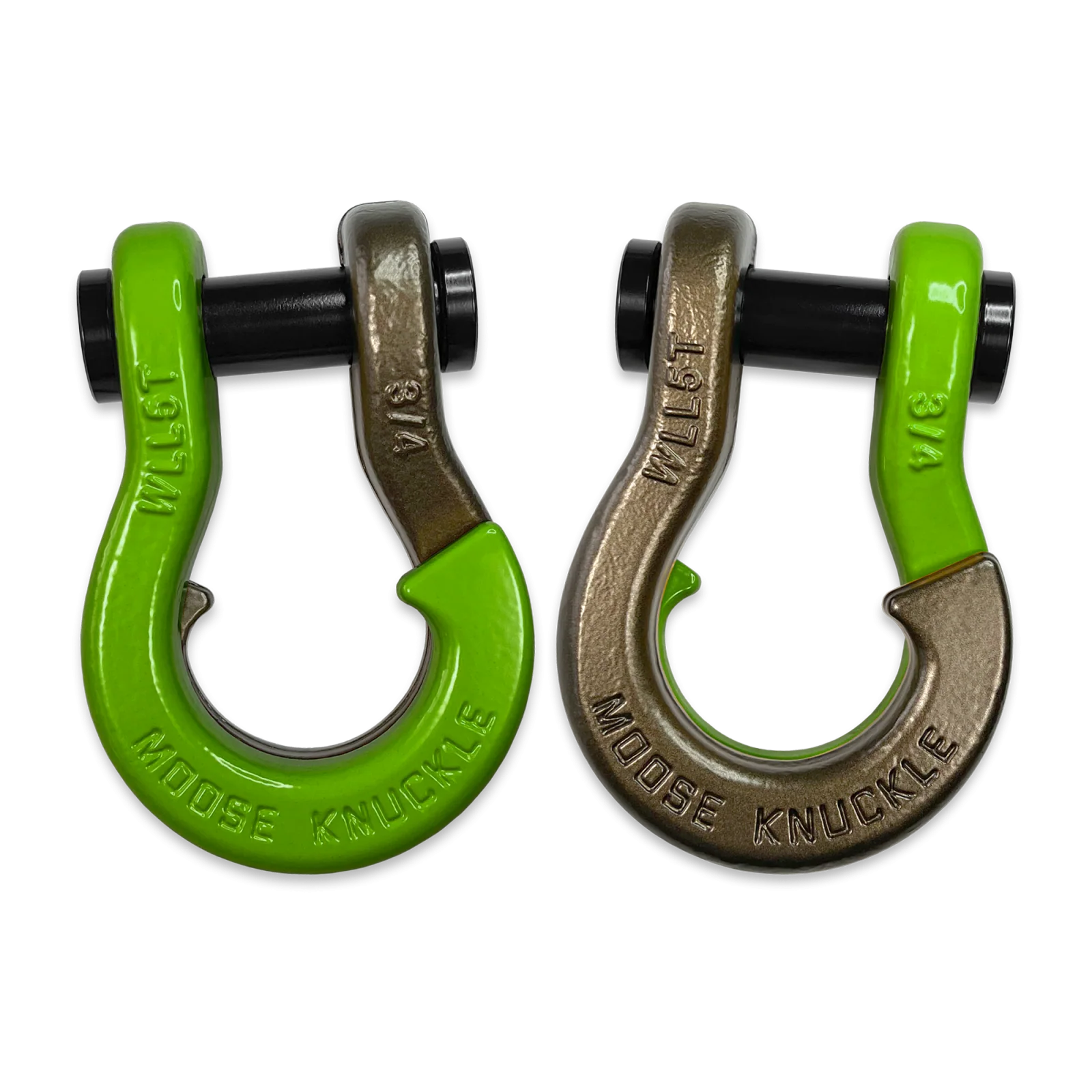 Jowl Recovery Split Shackle 3/4 Sublime Green and Buff Bronze Combo Moose Knuckle Offroad - FN000020-232 - Moose Knuckle Offroad