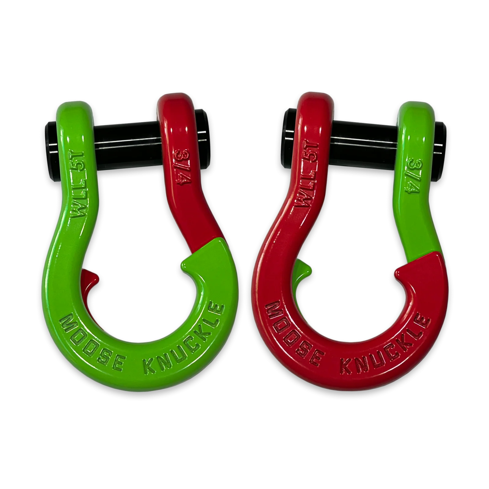 Jowl Recovery Split Shackle 3/4 Sublime Green and Flame Red Combo Moose Knuckle Offroad - FN000020-087 - Moose Knuckle Offroad