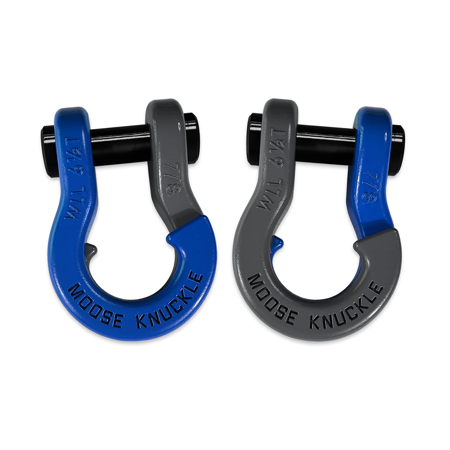 Jowl Recovery Split Shackle 7/8 Blue Balls and Gun Gray Combo Moose Knuckle Offroad - FN000047-073 - Moose Knuckle Offroad