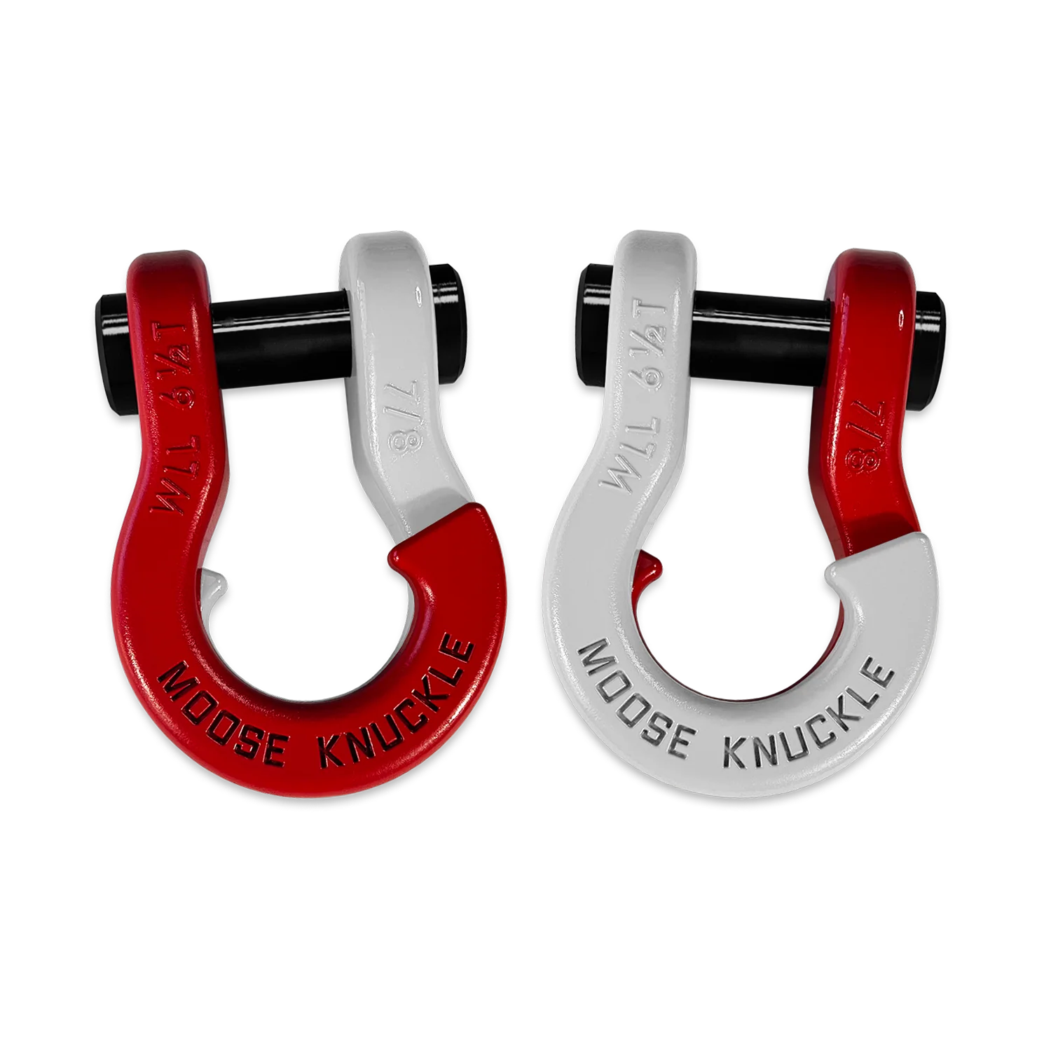 Jowl Recovery Split Shackle 7/8 Flame Red and Pure White Combo Moose Knuckle Offroad - FN000047-130 - Moose Knuckle Offroad