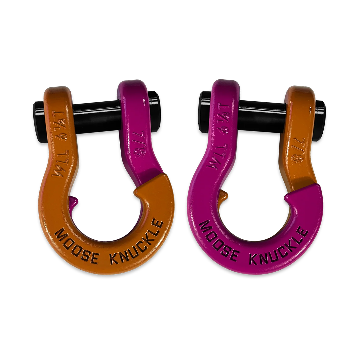 Jowl Recovery Split Shackle 7/8 Obscene Orange and Pogo Pink Combo Moose Knuckle Offroad - FN000047-123 - Moose Knuckle Offroad