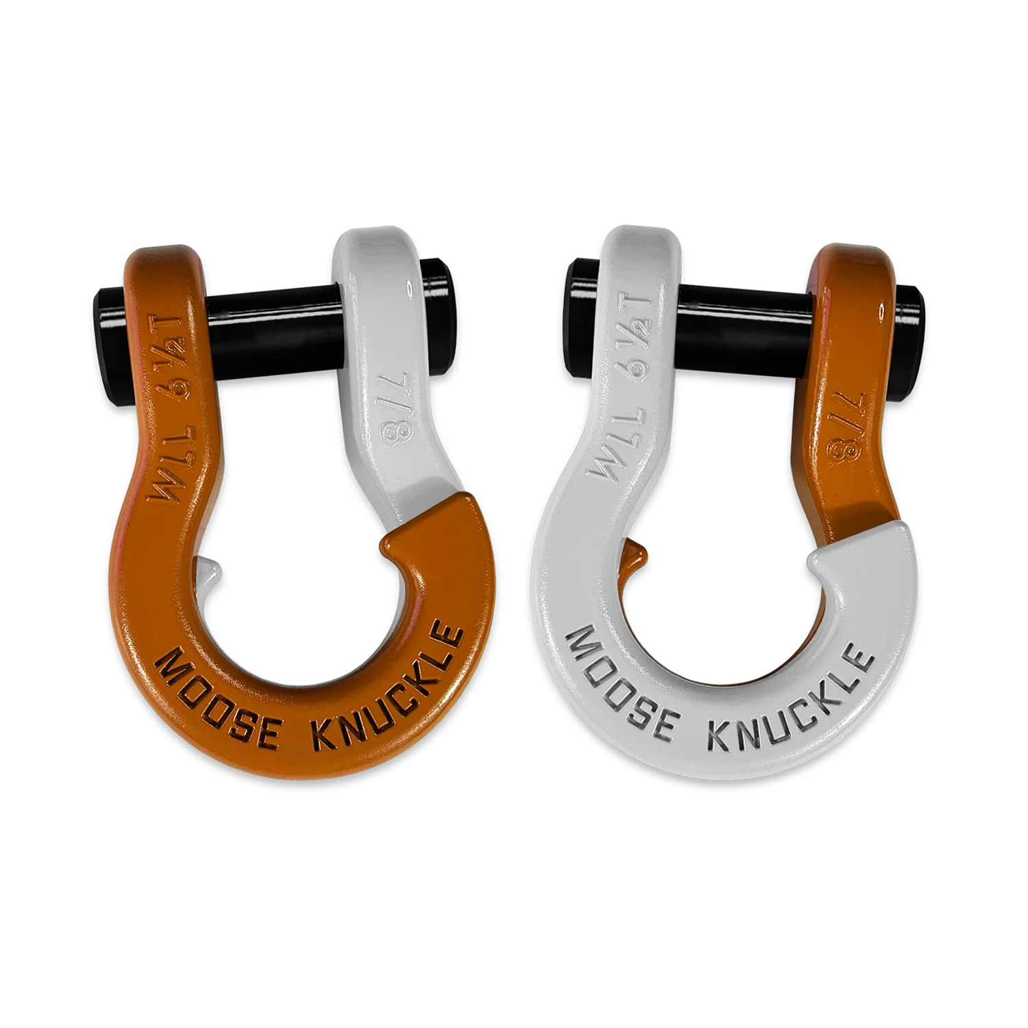 Jowl Recovery Split Shackle 7/8 Obscene Orange and Pure White Combo Moose Knuckle Offroad - FN000047-116 - Moose Knuckle Offroad