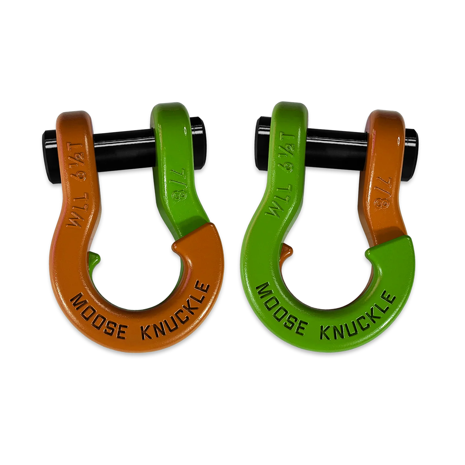 Jowl Recovery Split Shackle 7/8 Obscene Orange and Sublime Green Combo Moose Knuckle Offroad - FN000047-119 - Moose Knuckle Offroad