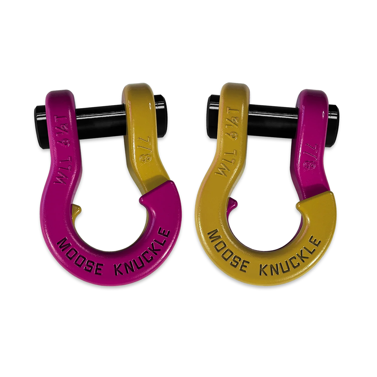 Jowl Recovery Split Shackle 7/8 Pogo Pink and Detonator Yellow Combo Moose Knuckle Offroad - FN000047-162 - Moose Knuckle Offroad