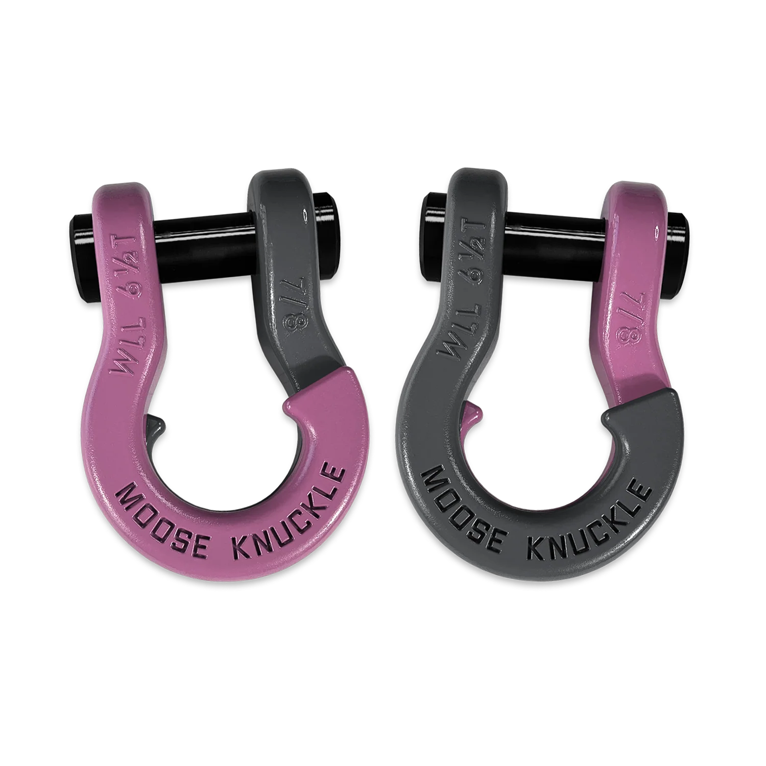 Jowl Recovery Split Shackle 7/8 Pretty Pink and Gun Gray Combo Moose Knuckle Offroad - FN000047-143 - Moose Knuckle Offroad