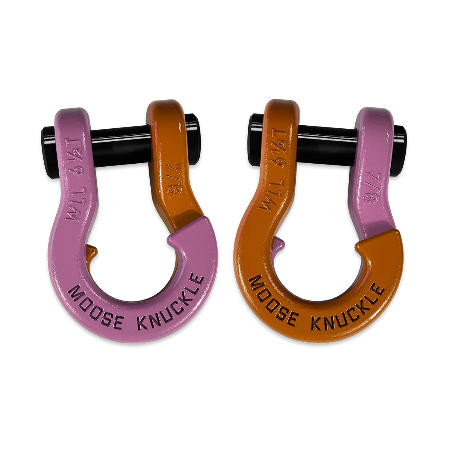 Jowl Recovery Split Shackle 7/8 Pretty Pink and Obscene Orange Combo Moose Knuckle Offroad - FN000047-149 - Moose Knuckle Offroad