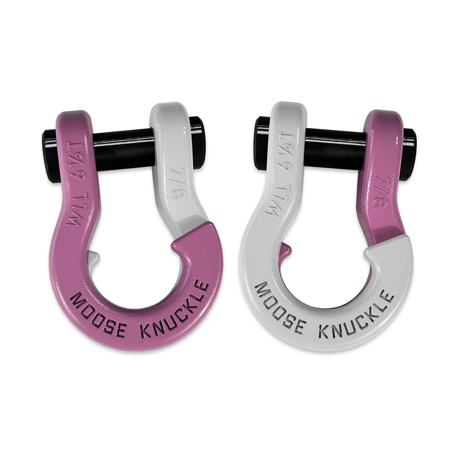 Jowl Recovery Split Shackle 7/8 Pretty Pink and Pure White Combo Moose Knuckle Offroad - FN000047-144 - Moose Knuckle Offroad