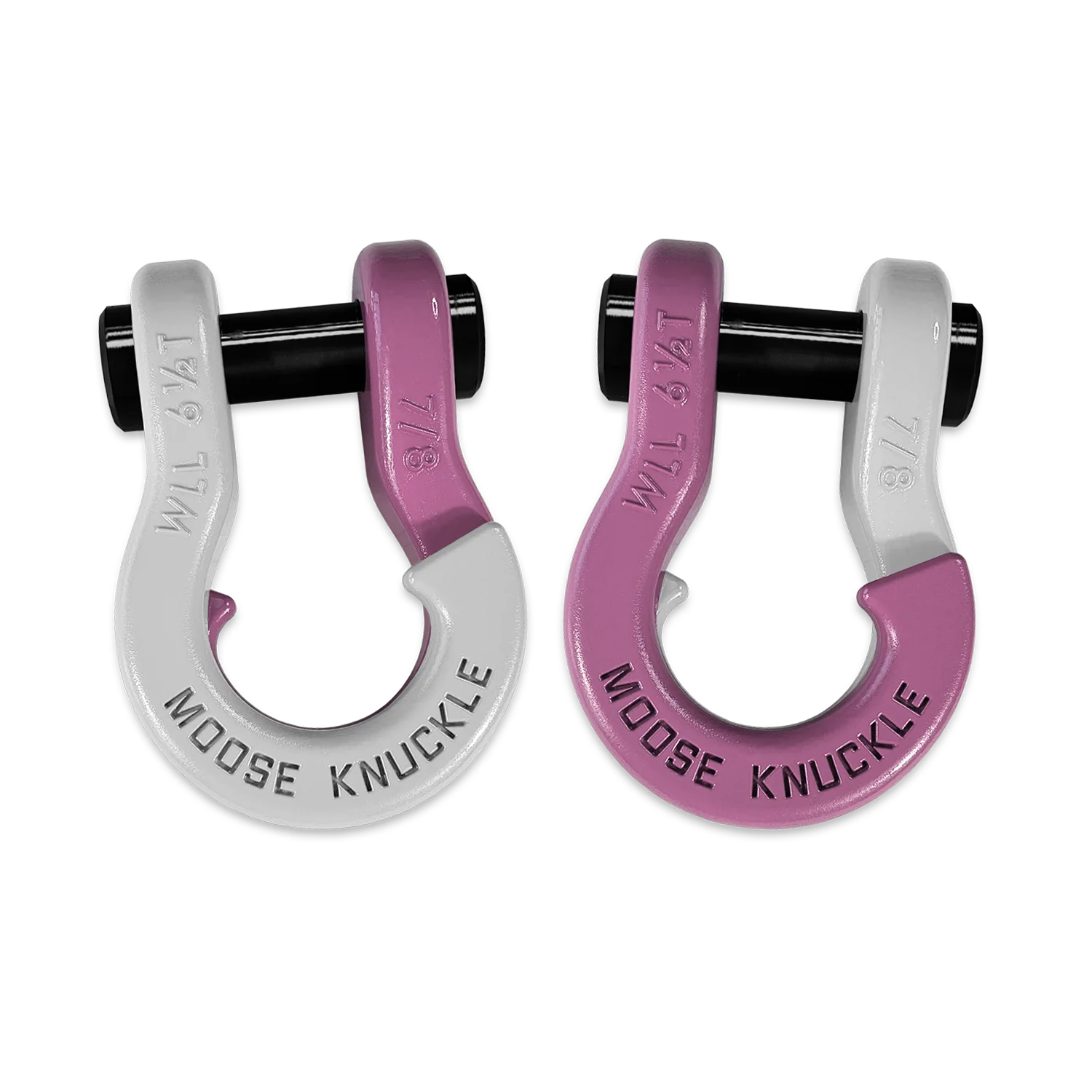 Jowl Recovery Split Shackle 7/8 Pure White and Pretty Pink Combo Moose Knuckle Offroad - FN000047-052 - Moose Knuckle Offroad
