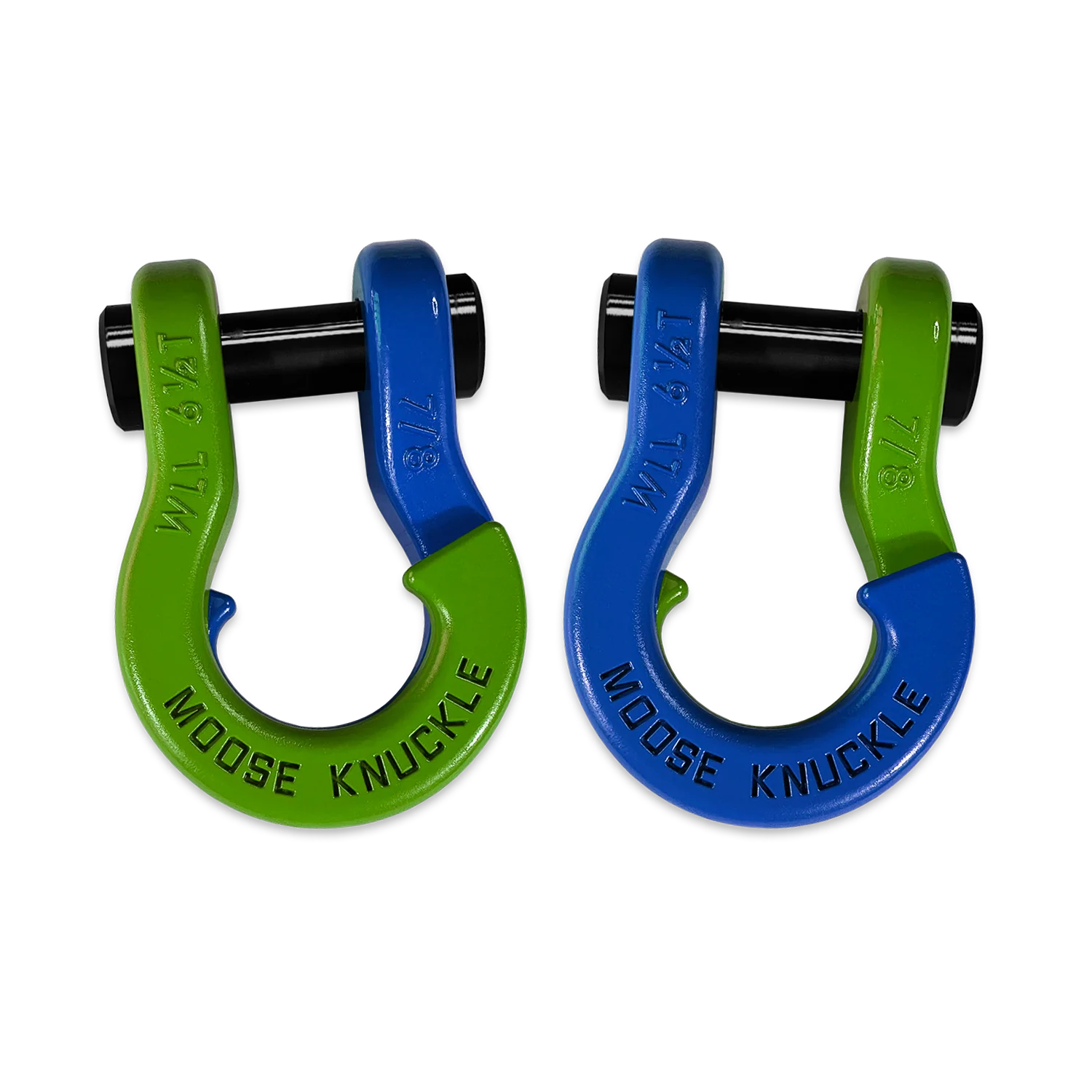Jowl Recovery Split Shackle 7/8 Sublime Green and Blue Balls Combo Moose Knuckle Offroad - FN000047-090 - Moose Knuckle Offroad