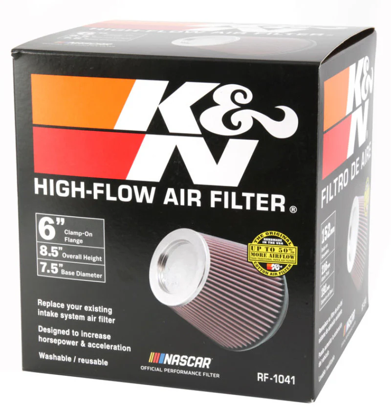 K&N Round Tapered Universal Air Filter 6 inch Flange 7 1/2 inch Base 5 inch Top 7 1/2 inch Height - Image 20