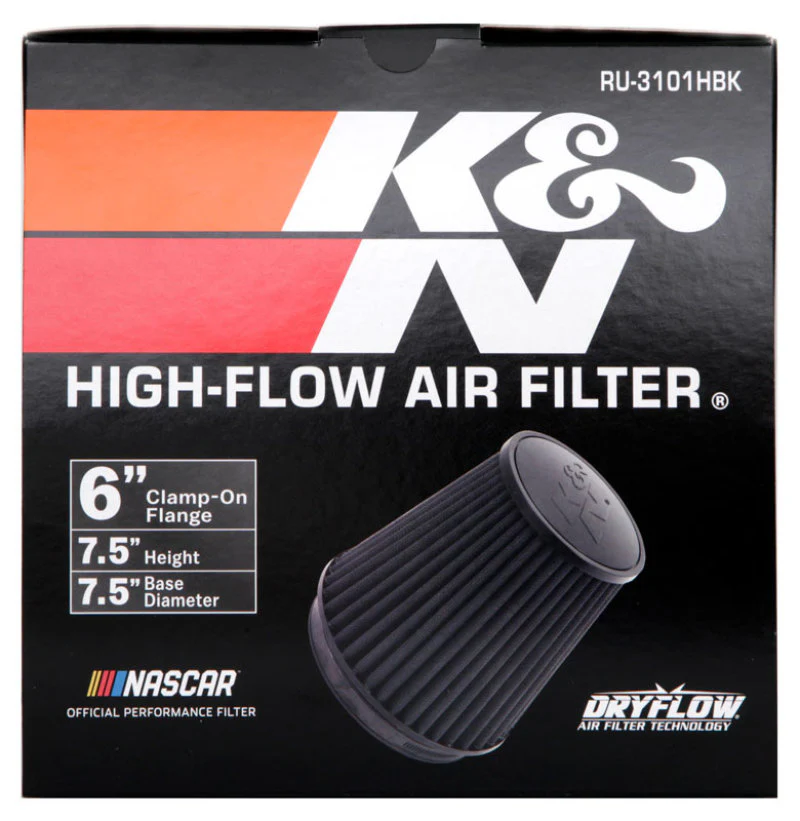 K&N Universal Rubber Filter Round Tapered 6in Flange ID x 7.5in Base OD x 5.25in Top OD x 8in Height - Image 3