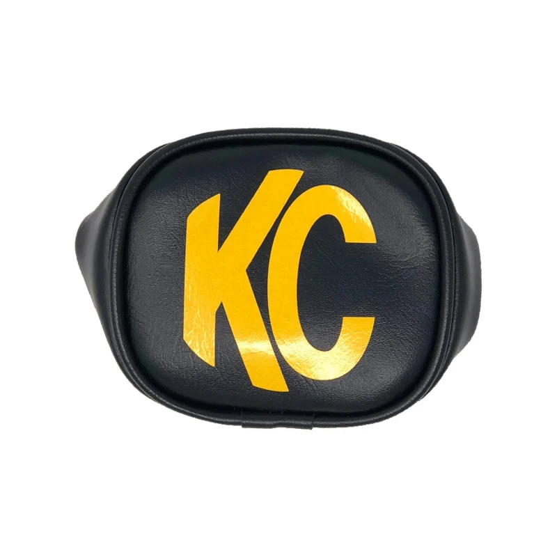 KC HiLiTES 3in. Rectangle Soft Cover (Pair) - Black w/Yellow KC Logo - Image 2