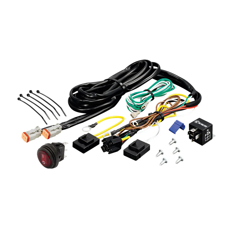 KC HiLiTES Wiring Harness w/40 AMP Relay & LED Rocker Switch (Up to 2 - 130w Lights)