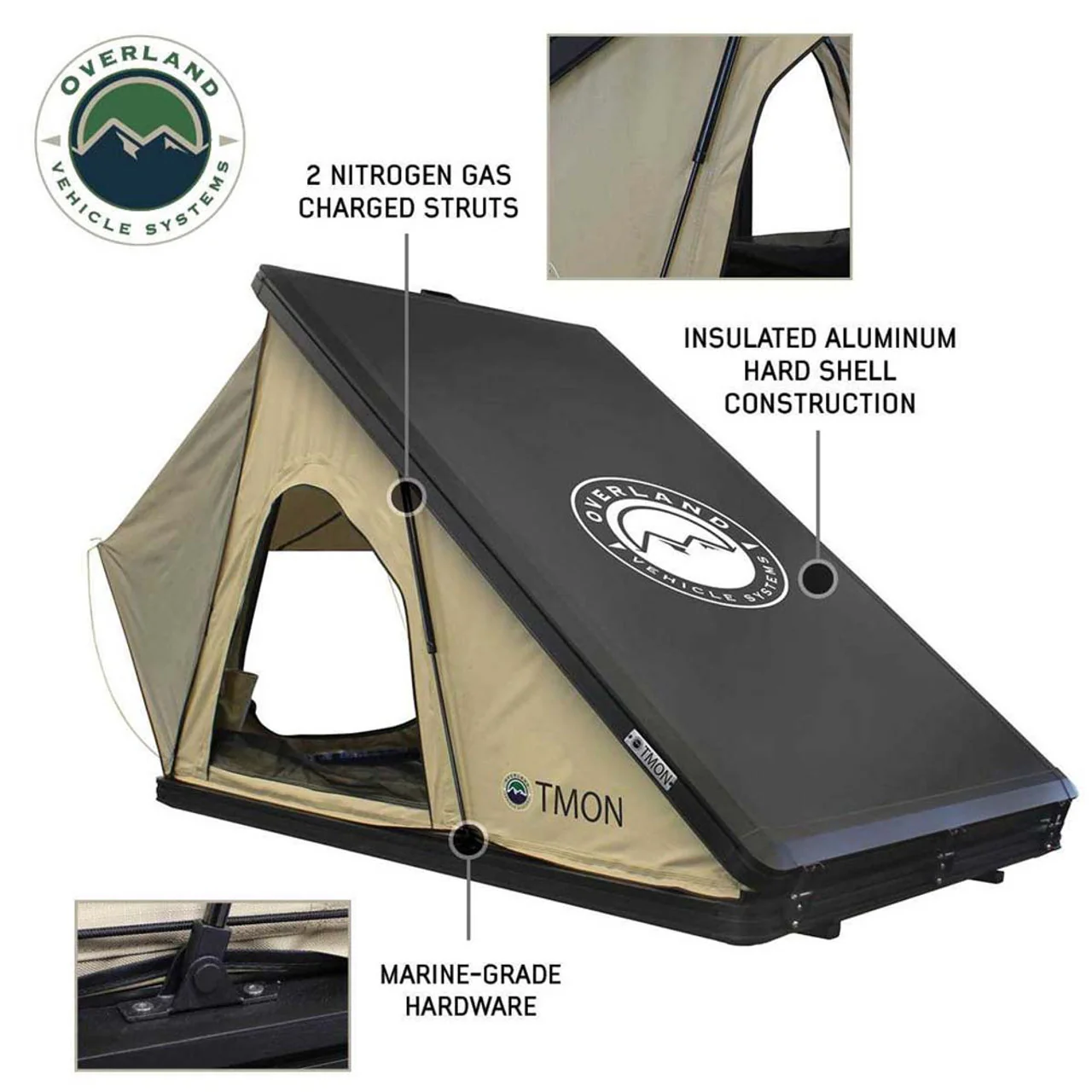 LD TMON Clamshell Aluminum Hard Shell Roof Top Tent Overland Vehicle Systems - 18119935 - Image 6