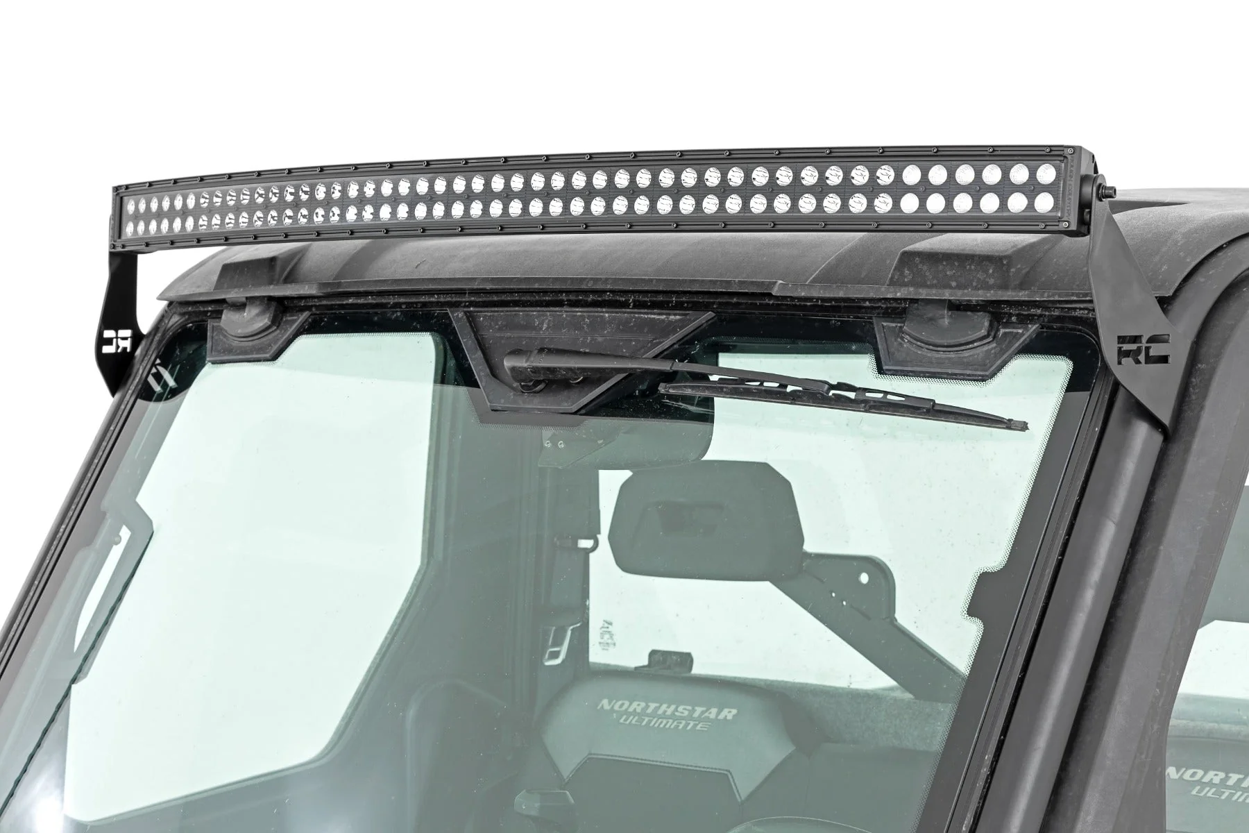 LED Light Front Mount 50 Inch Dual Row Black Pair with Factory Wiper 14-22 Polaris Ranger 1000XP Rough Country - 93127 - Image 2