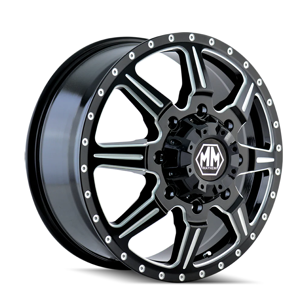 MAYHEM MONSTIR 8101 FRONT GLOSS BLACK MILLED 22X8.25 8-165.1 127MM 116.7MM - 8101-22881MF116 - Mayhem - Image 3