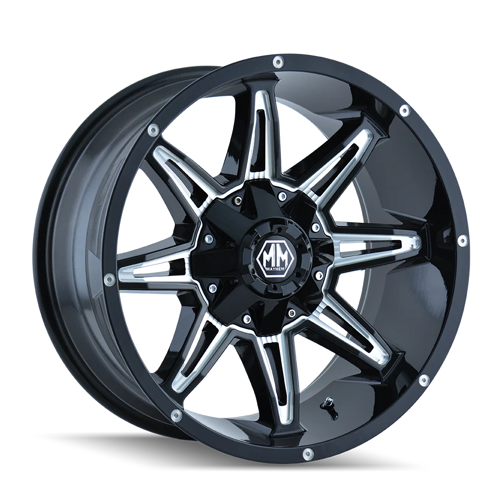 MAYHEM RAMPAGE 8090 GLOSS BLACK MILLED 18X9 8-165.1 18MM 130.8MM - 8090-8981M18 - Mayhem