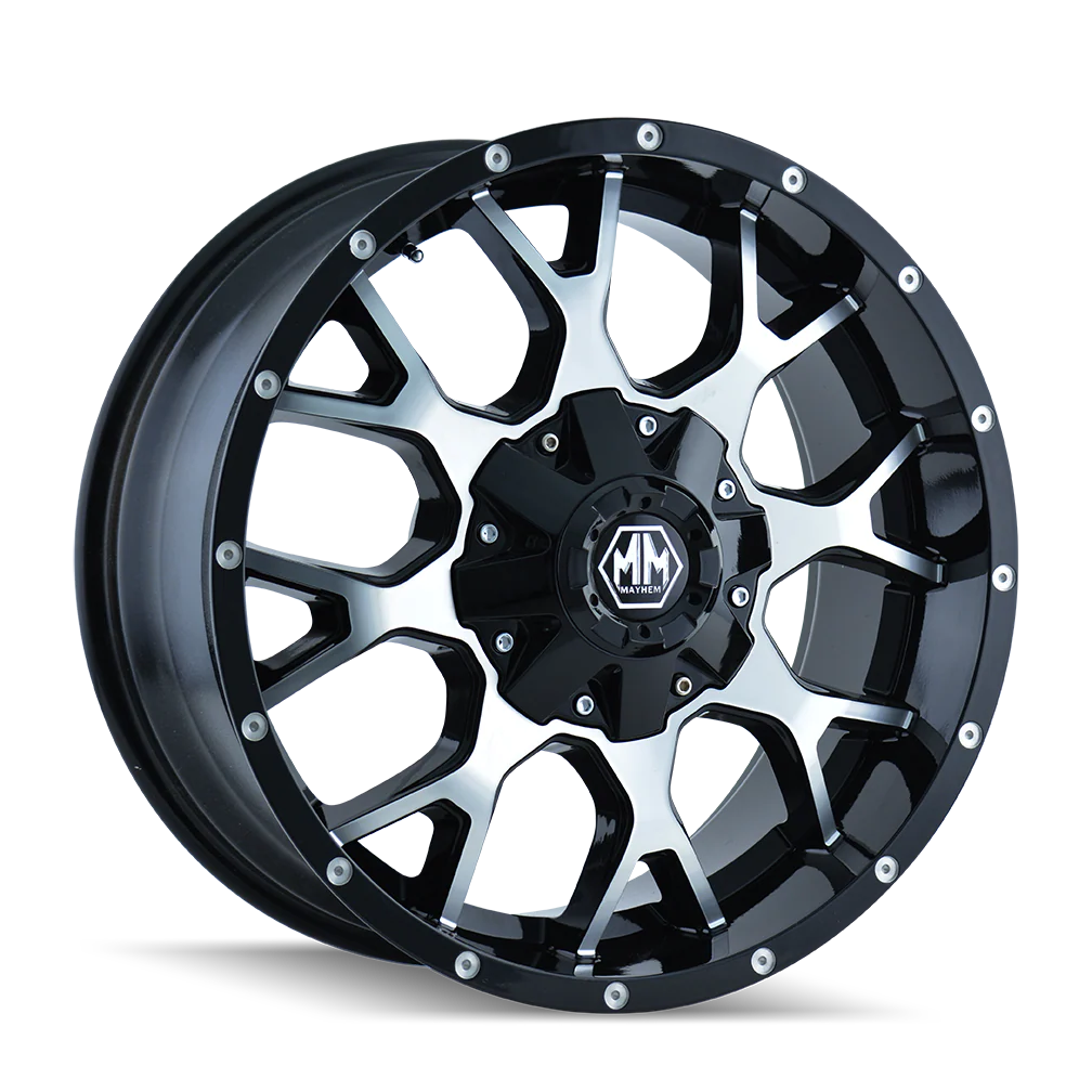 MAYHEM WARRIOR 8015 GLOSS BLACK MACHINED 18X9 5-150/5-139.7 18MM 110MM - 8015-8997B18 - Mayhem
