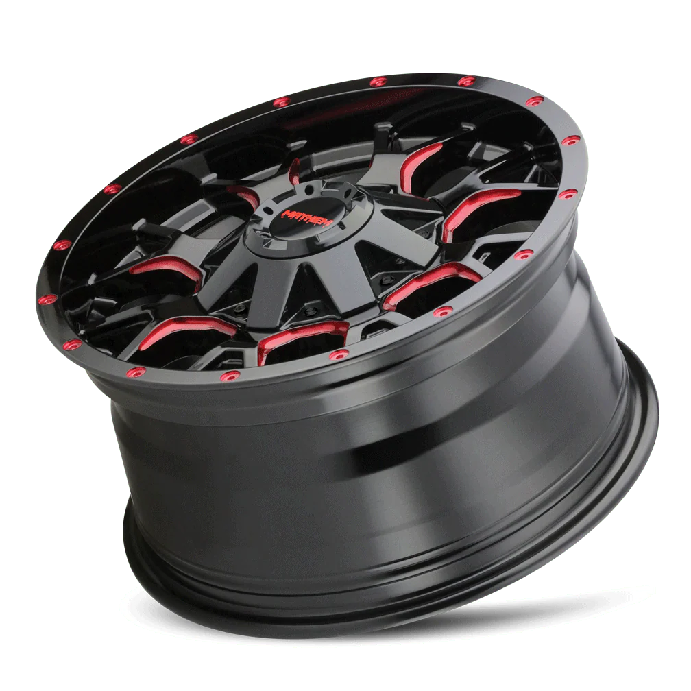MAYHEM WARRIOR 8015 GLOSS BLACK MILLED PRISM RED 18X9 6-135/6-139.7 -12MM 106MM - 8015-8937BTR - Mayhem - Image 3
