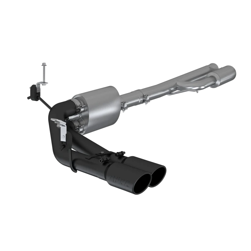MBRP 2019+ Chevrolet Silverado 1500 4.5L/5.3L Pre-Axle Dual Side Exit w/ 4in OD Tip- Black Coated - Image 2