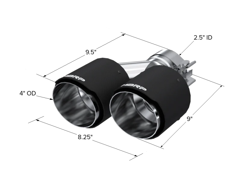 MBRP Universal Carbon Fiber Dual Tip 4in OD/2.5in Inlet - Image 3