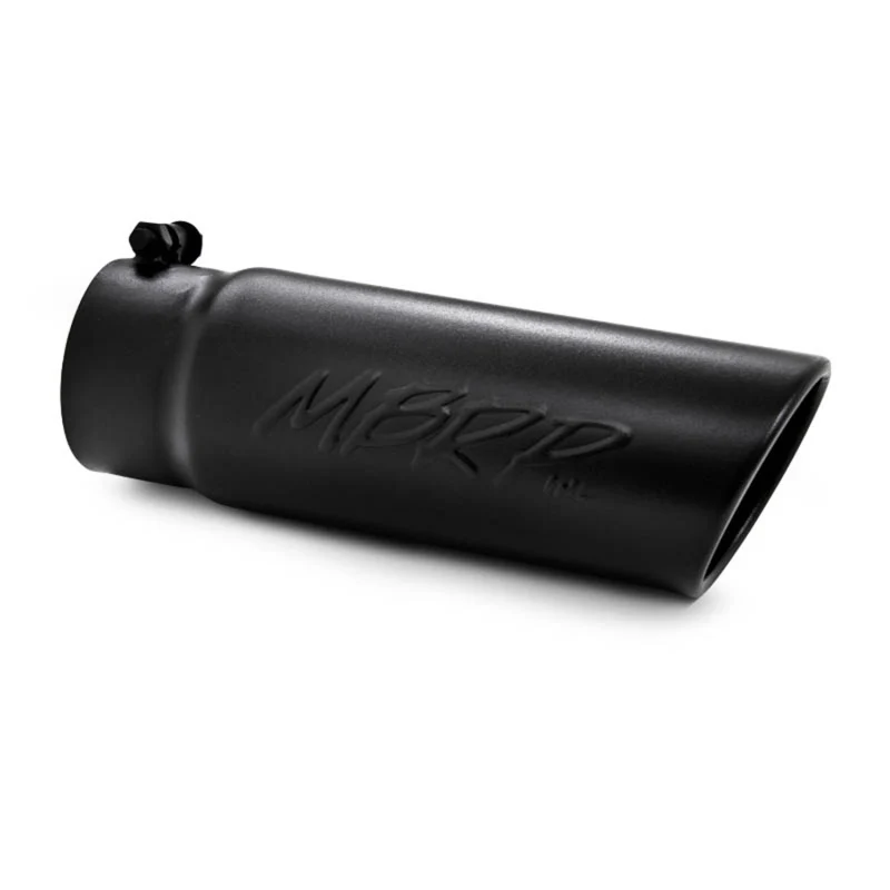 MBRP Universal Tip 4 O.D. Angled Rolled End 3.5 inlet 10 length- Black Finish - Image 2