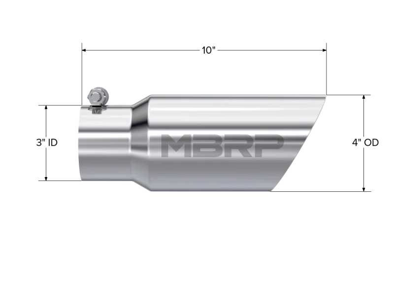 MBRP Universal Tip 4in OD 3in Inlet 10in Length Dual Wall Angled End T304 - Image 3