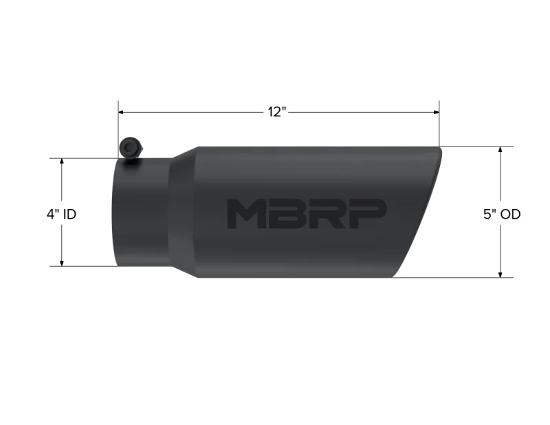 MBRP Universal Tip 5 O.D. Angled Rolled End 4 inlet 12 length - Black Finish - Image 3