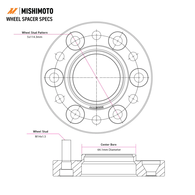 Mishimoto Wheel Spacers - 5x120 - 64.1 CB - M14 x1.5 - 25mm - BK - Image 5