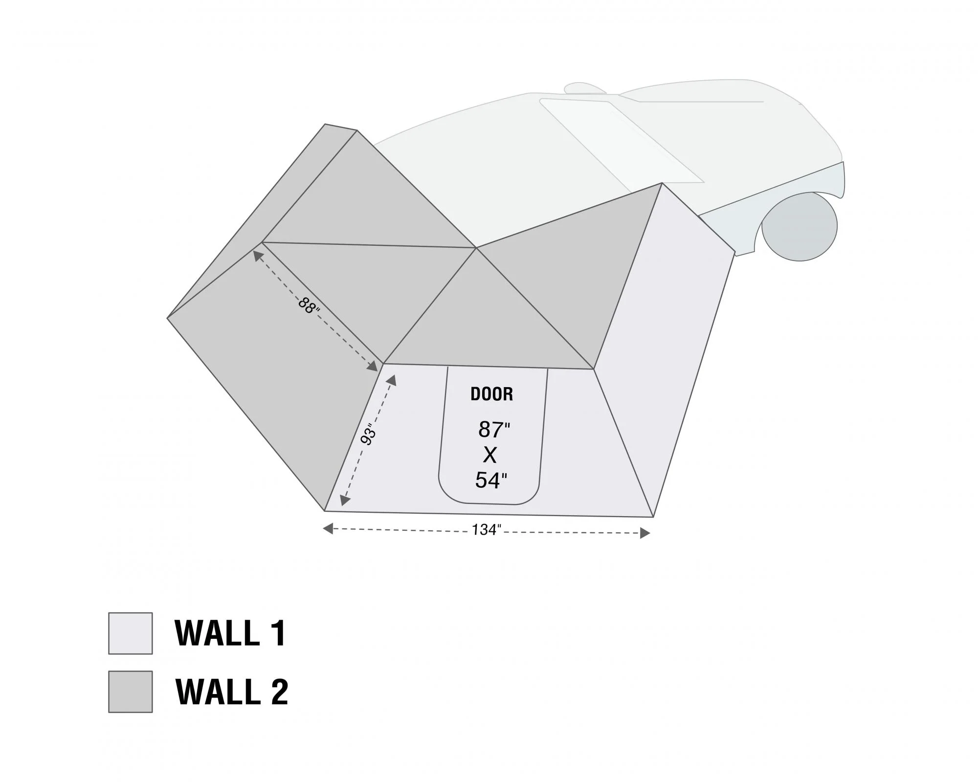 Overland Vehicle Systems Freestanding Passenger Nomadic 270 LT Awning Wall 1 Overland Vehicle Systems - 18229909