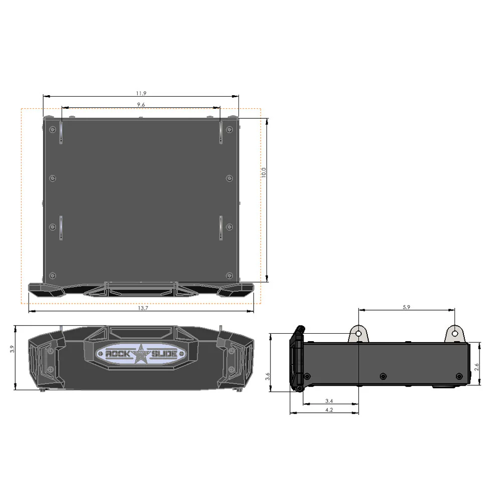 R-STEP 9 Inch Wide For 2016-2023 Toyota Tacoma Bed Step Attachment Brackets Behind Passenger Rear Tire Rock Slide Engineering - RS-970
