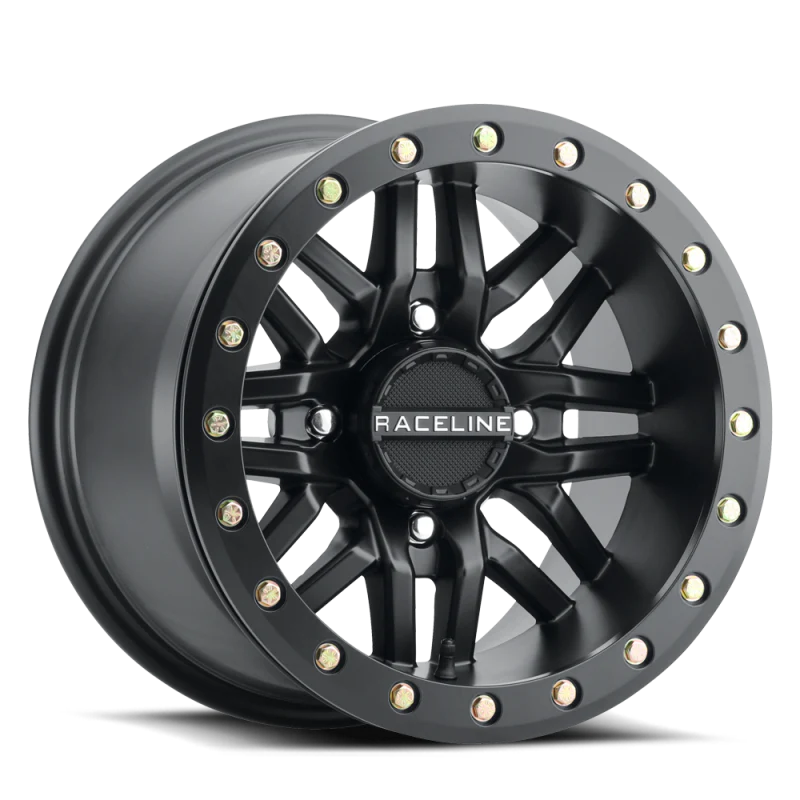 Raceline A91B Ryno 15x8in / 4x137 BP / 10mm Offset / 110.18mm Bore - Satin Black Beadlock Wheel