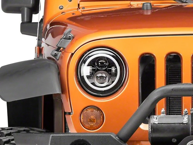 Raxiom 97-18 Jeep Wrangler TJ/JK Axial Halo Headlights w/ DRL Amber Signals- Blk Hsng (Clear Lens) - Image 19
