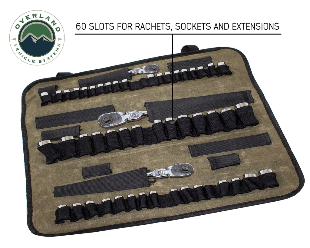 Rolled Socket Organizer Storage Bag - #16 Waxed Canvas Overland Vehicle Systems - 21089941 - Image 2