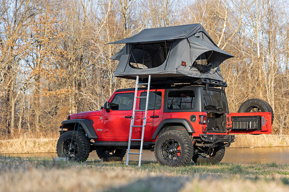 Roof Top Tent Rack Mount 12 Volt Accessory w/Ladder Extension and LED Light Kit Rough Country - 99049 - Image 8