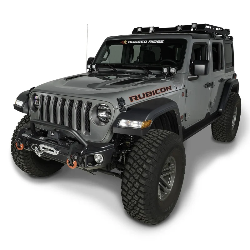 Rugged Ridge 18-20 Jeep Wrangler JL/JT Arcus Front Bumper Set w/ Overrider - Image 2