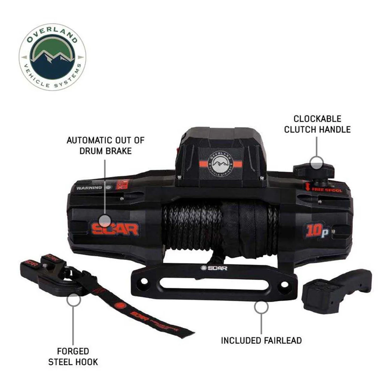 SCAR 10P - 10,000 lb. Winch With Synthetic Rope and Wireless Remote Overland Vehicle Systems - 19099901 - Image 11
