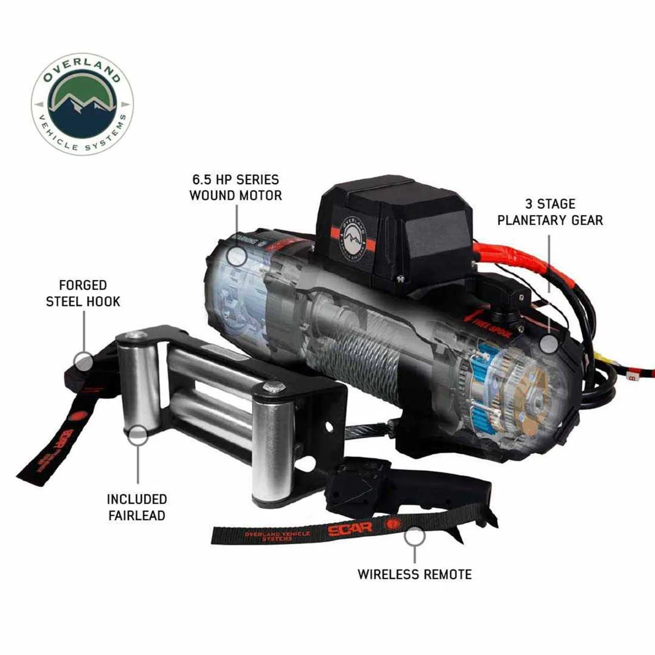 SCAR 12 - 12,000 lb. Winch With Steel Cable and Wireless Remote Overland Vehicle Systems - 19119901 - Image 4