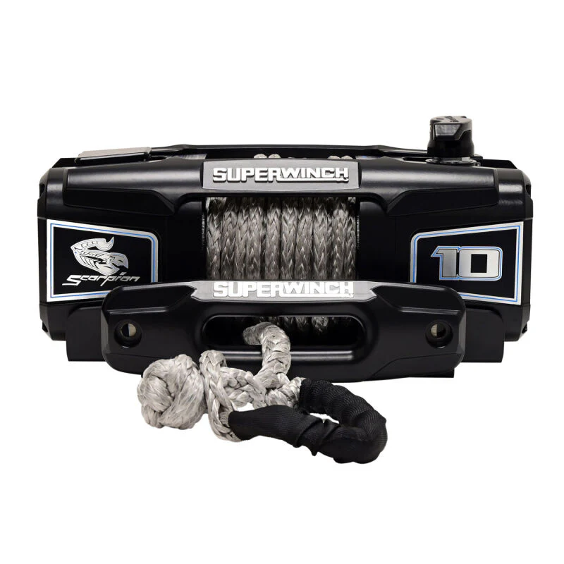 Superwinch 10000 LBS 12V DC 3/8in x 54ft Synthetic Rope Scorpion 10000SR Winch - Black Powdercoat - Image 4