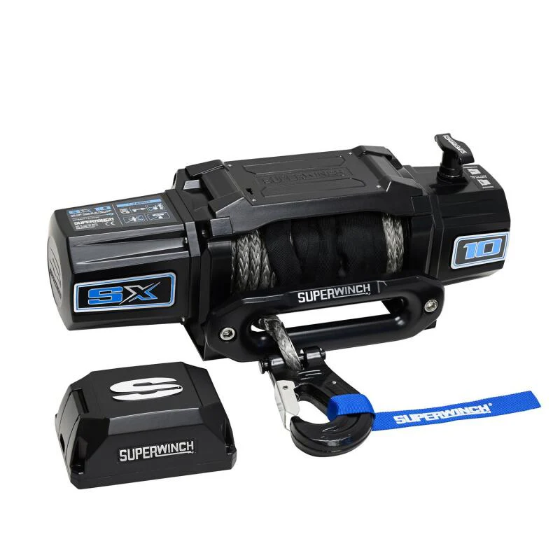 Superwinch 10000 LBS 12V DC 3/8in x 80ft Synthetic Rope SX10SR Winch - Semi Gloss Black - Image 4
