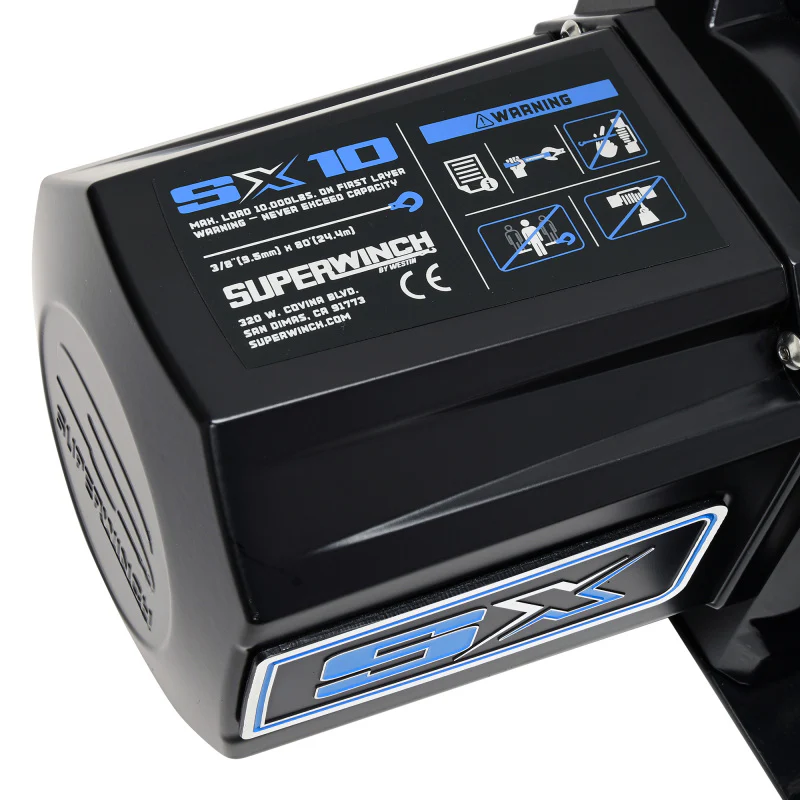 Superwinch 10000 LBS 12V DC 3/8in x 80ft Synthetic Rope SX10SR Winch - Semi Gloss Black - Image 9