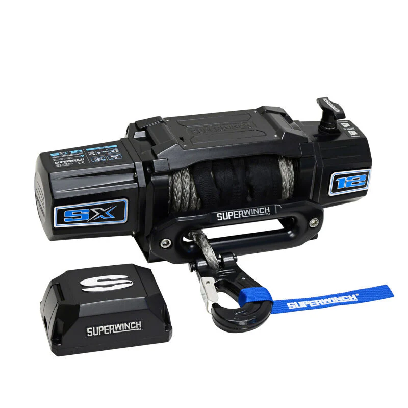 Superwinch 12000 LBS 12V DC 3/8in x 80ft Synthetic Rope SX12SR Winch - Semi Gloss Black - Image 5