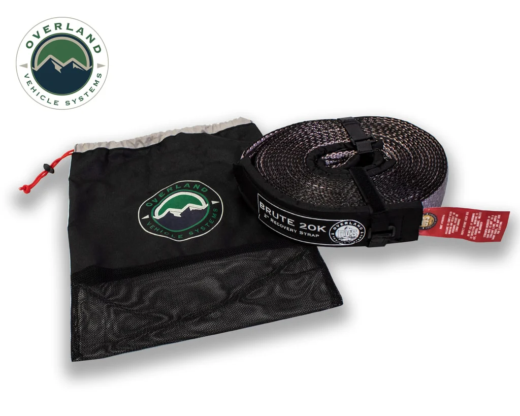 Tow Strap 20000 lbs - 2 x 30' Gray With Black Ends Overland Vehicle Systems - 19059916